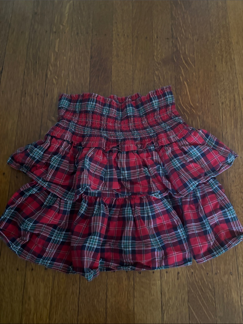 Janie and Jack Red Plaid Tiered Smocked Skirt